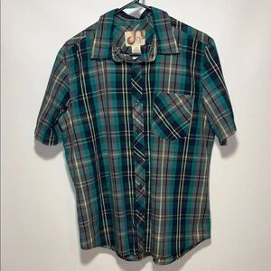 OP Green and Blue Plaid Button Down Shirt